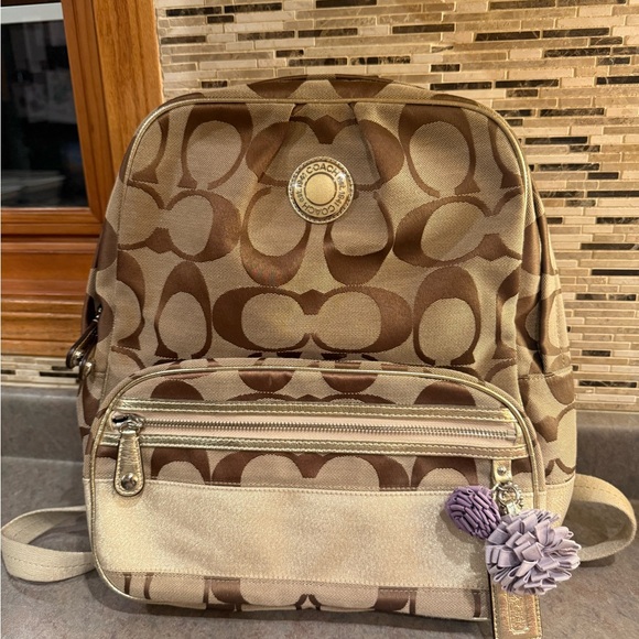 Coach Handbags - Coach Bag Vintage Y2K Signature Logo Brown and Tan Monogram Backpack